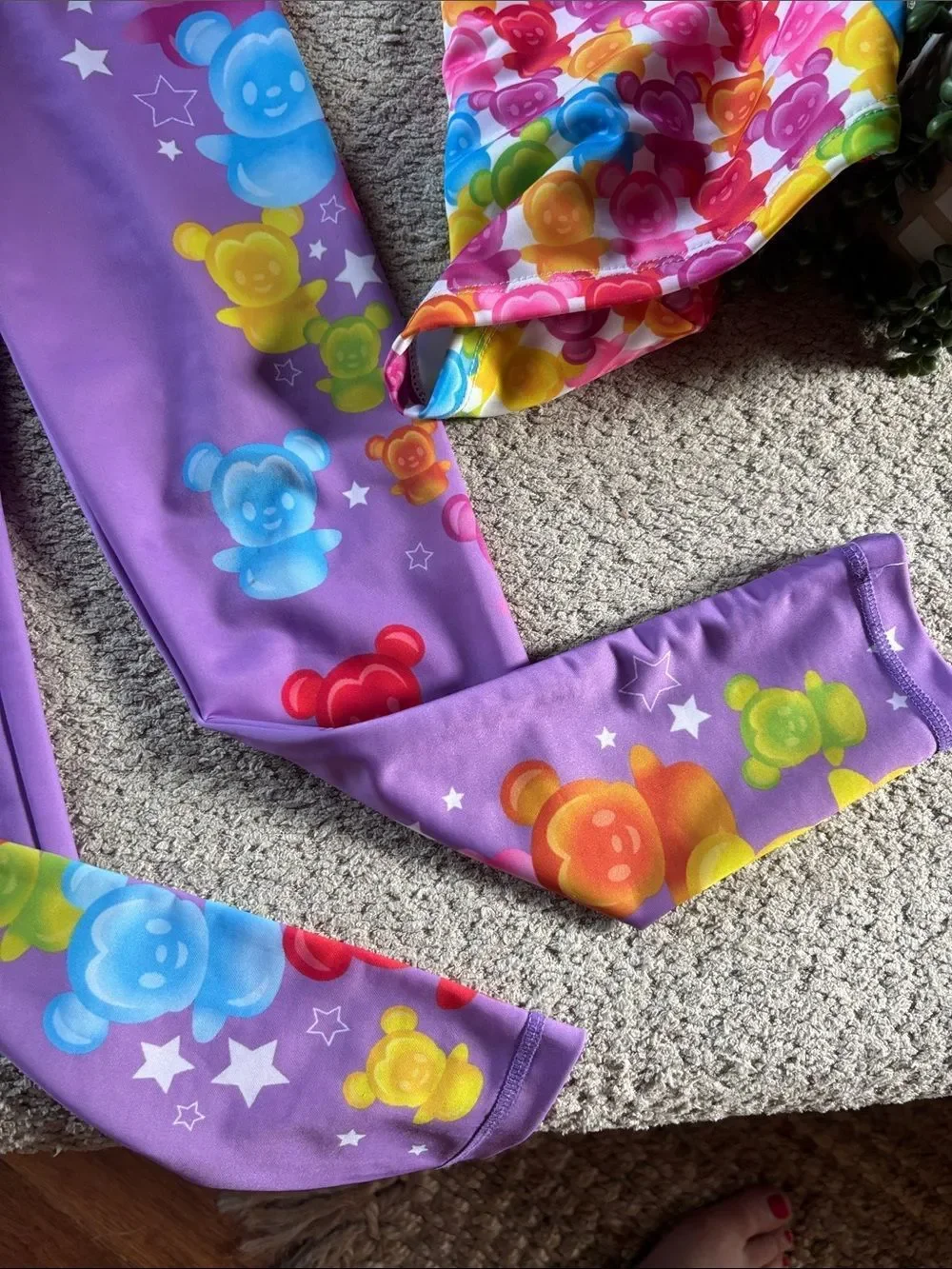 Disney Mickey Rainbow Gummy Bear Tank & Purple Leggings Set